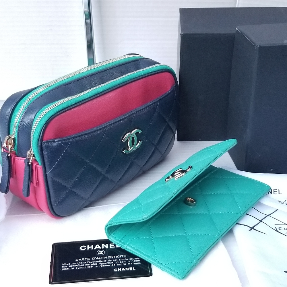 Limited Edition CHANEL Goatskin Quilted Tri-Color In & Out Waist Sling Bag - Picture 9 of 16